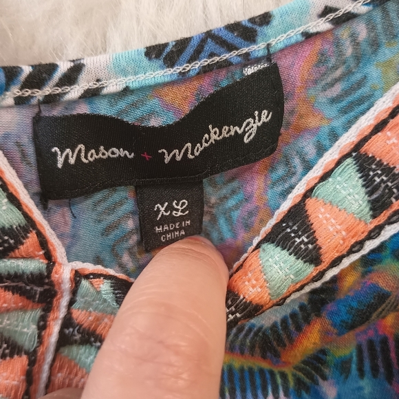 Mason and Mackenzie Multicolor Asymmetrical Spaghetti Strap Tank Top Size XL - Picture 7 of 7